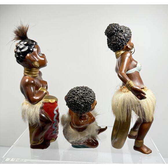 Vintage Ucagco African Native Figurines Japan Playing instruments Hula Dancer - Picture 2 of 10
